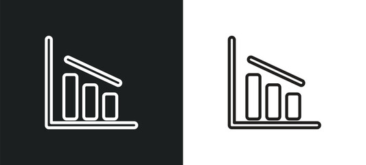 Poster - decreasing bars chart outline icon in white and black colors. decreasing bars chart flat vector icon from user interface collection for web, mobile apps and ui.