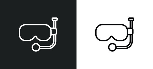 Poster - scuba diving outline icon in white and black colors. scuba diving flat vector icon from travel colle