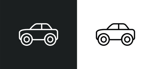 Poster - car outline icon in white and black colors. car flat vector icon from transportation collection for web, mobile apps and ui.
