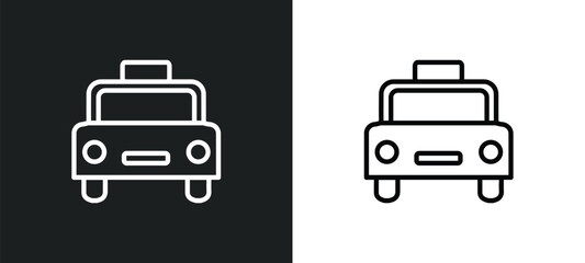 Poster - cab outline icon in white and black colors. cab flat vector icon from transportation collection for web, mobile apps and ui.