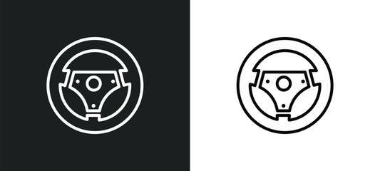 Poster - steering outline icon in white and black colors. steering flat vector icon from transport collection for web, mobile apps and ui.