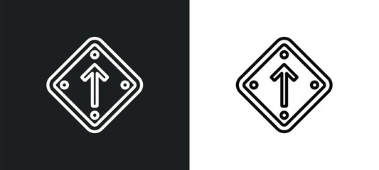 Poster - ahead only outline icon in white and black colors. ahead only flat vector icon from traffic signs collection for web, mobile apps and ui.