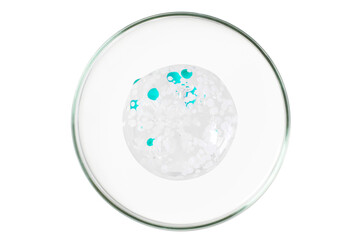 Sticker - Petri dish isolated on empty background. A smear of a transparent gel, serum in a Petri dish.