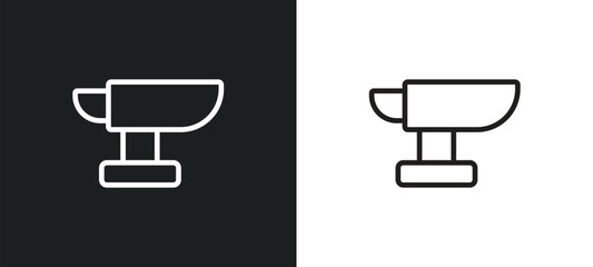 Poster - metal outline icon in white and black colors. metal flat vector icon from tools and utensils collect