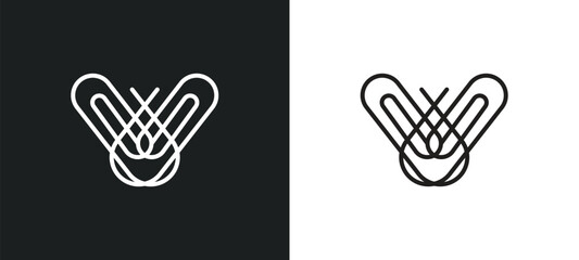 Poster - attachments outline icon in white and black colors. attachments flat vector icon from tools and utensils collection for web, mobile apps and ui.