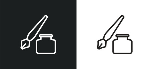 Poster - ink pen outline icon in white and black colors. ink pen flat vector icon from tools and utensils collection for web, mobile apps and ui.