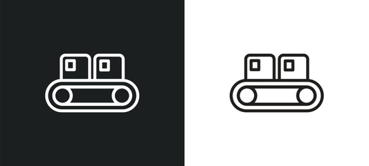 Poster - packing hine outline icon in white and black colors. packing hine flat vector icon from tools and ut
