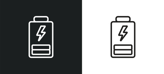 Poster - battery charging status outline icon in white and black colors. battery charging status flat vector icon from tools and utensils collection for web, mobile apps and ui.
