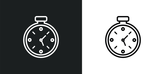 Poster - save time outline icon in white and black colors. save time flat vector icon from time management collection for web, mobile apps and ui.