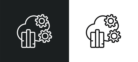 Poster - cloud analysis outline icon in white and black colors. cloud analysis flat vector icon from technology collection for web, mobile apps and ui.