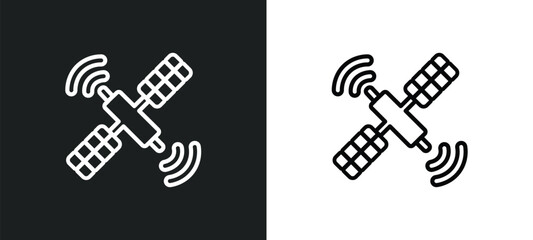 Poster - satellite connection outline icon in white and black colors. satellite connection flat vector icon from technology collection for web, mobile apps and ui.
