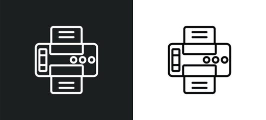 Poster - paper printer outline icon in white and black colors. paper printer flat vector icon from technology collection for web, mobile apps and ui.
