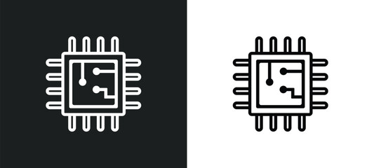 Poster - big chip outline icon in white and black colors. big chip flat vector icon from technology collection for web, mobile apps and ui.