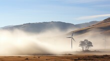 A Wind Farm In The Middle Of The Desert. Generative AI Image.