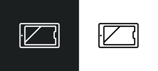 Poster - horizontal tablet outline icon in white and black colors. horizontal tablet flat vector icon from technology collection for web, mobile apps and ui.