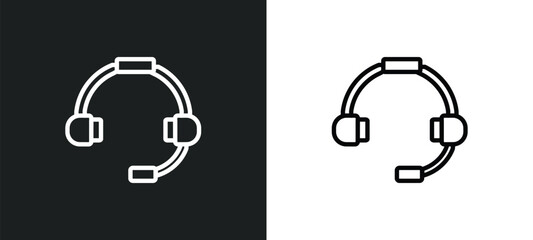 Poster - customer service head outline icon in white and black colors. customer service head flat vector icon