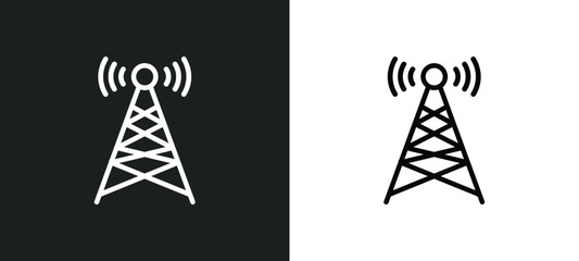 Poster - cell tower outline icon in white and black colors. cell tower flat vector icon from technology collection for web, mobile apps and ui.