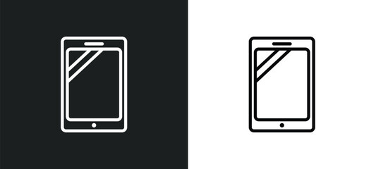 Poster - tablet with blank screen outline icon in white and black colors. tablet with blank screen flat vector icon from technology collection for web, mobile apps and ui.