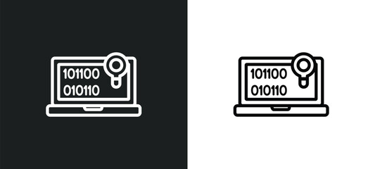 Fototapete - digitate outline icon in white and black colors. digitate flat vector icon from technology collectio