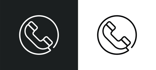 Poster - telephone receiver outline icon in white and black colors. telephone receiver flat vector icon from technology collection for web, mobile apps and ui.