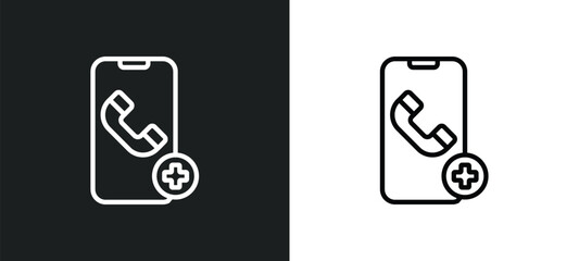 Poster - add call outline icon in white and black colors. add call flat vector icon from technology collection for web, mobile apps and ui.