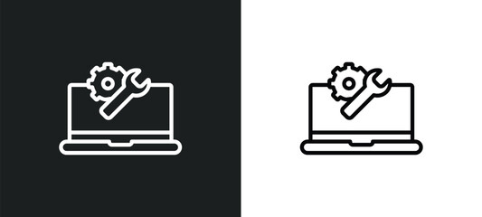 Poster - services outline icon in white and black colors. services flat vector icon from technology collectio