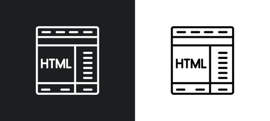 Poster - semantic elements outline icon in white and black colors. semantic elements flat vector icon from technology collection for web, mobile apps and ui.