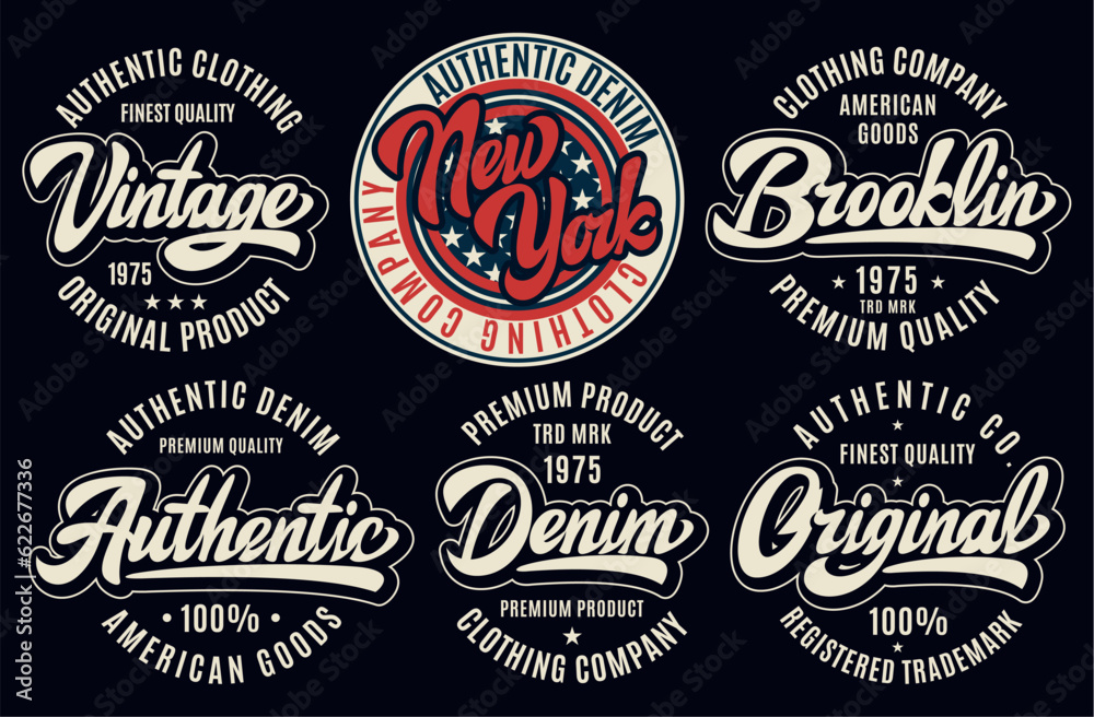 Set of templates for vintage badges with calligraphic inscriptions. for ...