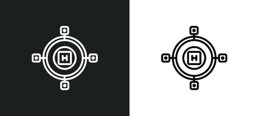 Poster - hybrid app outline icon in white and black colors. hybrid app flat vector icon from technology collection for web, mobile apps and ui.