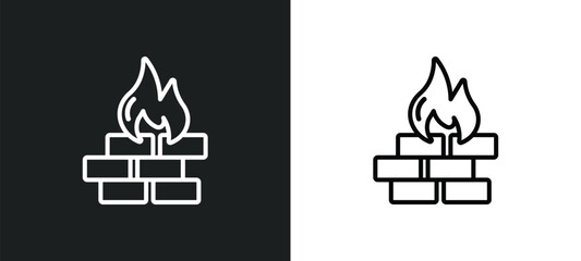 Poster - firewalls outline icon in white and black colors. firewalls flat vector icon from technology collection for web, mobile apps and ui.