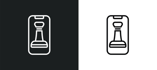 Poster - smartphone outline icon in white and black colors. smartphone flat vector icon from strategy collection for web, mobile apps and ui.