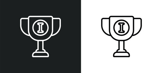 Poster - trophy outline icon in white and black colors. trophy flat vector icon from strategy collection for 