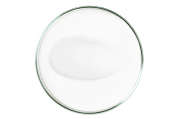 Sticker - Petri dish isolated on empty background. A smear of cosmetic cream in a Petri dish.