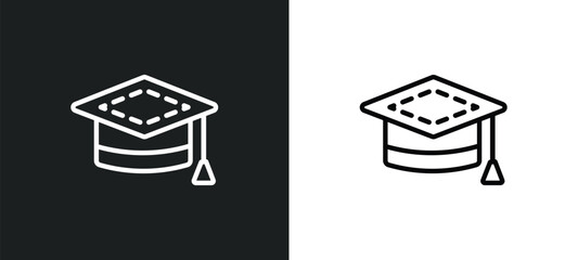 Wall Mural - graduation outline icon in white and black colors. graduation flat vector icon from strategy collect