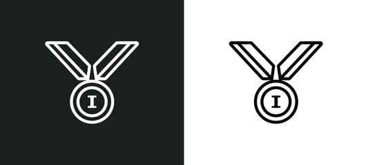 Poster - medal outline icon in white and black colors. medal flat vector icon from strategy collection for we