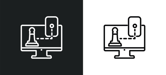 Poster - responsive outline icon in white and black colors. responsive flat vector icon from strategy collection for web, mobile apps and ui.