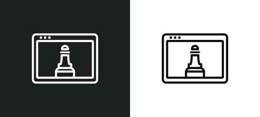 Poster - website outline icon in white and black colors. website flat vector icon from strategy collection fo