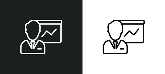 Poster - businessman outline icon in white and black colors. businessman flat vector icon from strategy collection for web, mobile apps and ui.