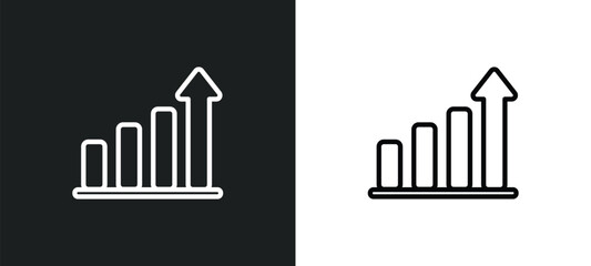 Poster - growth outline icon in white and black colors. growth flat vector icon from strategy collection for web, mobile apps and ui.