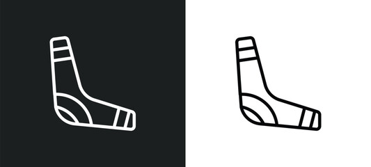 Poster - boomerang outline icon in white and black colors. boomerang flat vector icon from stone age collecti