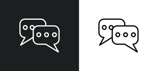 Poster - discussion outline icon in white and black colors. discussion flat vector icon from startup collection for web, mobile apps and ui.