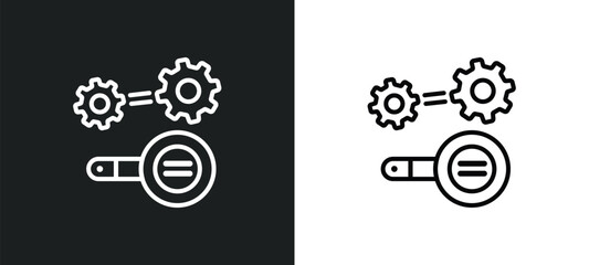 Poster - startup project search outline icon in white and black colors. startup project search flat vector ic