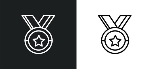 Poster - gold medal outline icon in white and black colors. gold medal flat vector icon from startup stategy 