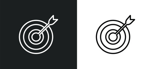 Poster - target outline icon in white and black colors. target flat vector icon from strategy collection for web, mobile apps and ui.