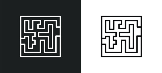 Poster - maze outline icon in white and black colors. maze flat vector icon from strategy collection for web, mobile apps and ui.