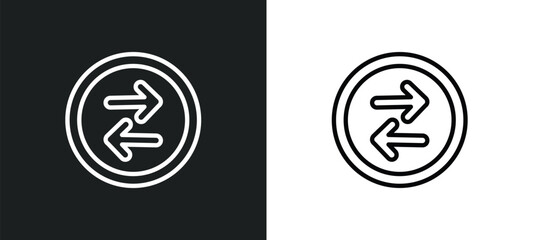Poster - exchanging outline icon in white and black colors. exchanging flat vector icon from strategy collection for web, mobile apps and ui.