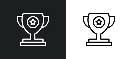 Poster - achievement outline icon in white and black colors. achievement flat vector icon from success collec