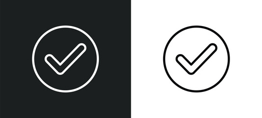 Wall Mural - accept outline icon in white and black colors. accept flat vector icon from success collection for w