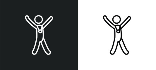 Poster - champion outline icon in white and black colors. champion flat vector icon from sports and competiti