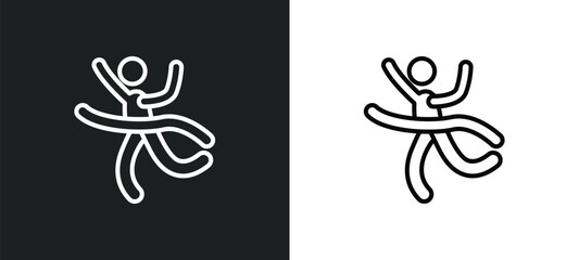 Poster - winning the race outline icon in white and black colors. winning the race flat vector icon from sports collection for web, mobile apps and ui.